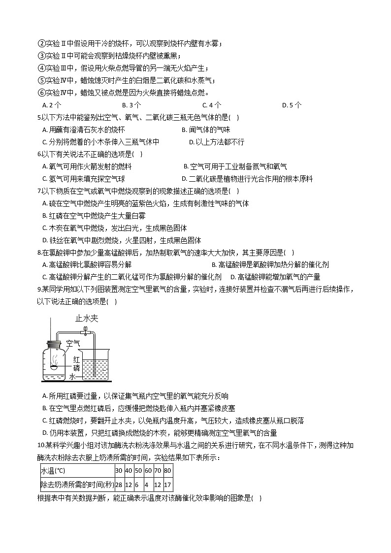 2020-2021年安徽省巢湖市九年级上学期化学第一次月考试卷第2页