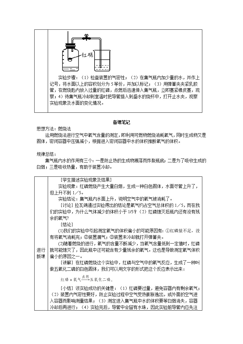 2021年初中化学人教版九年级上册 第二单元 课题1 第1课时 空气是由什么组成的（导学案）03