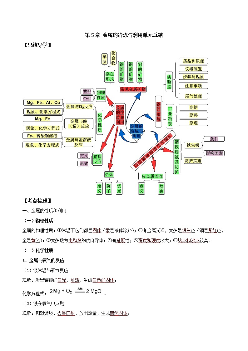 沪教版化学九上 第五章 单元复习 单元总结+单元测试卷(含解析版）01