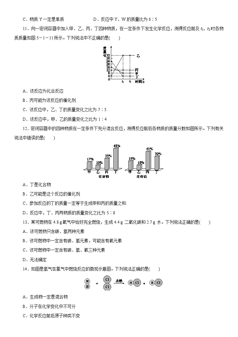 第五单元同步练习题课题1　质量守恒定律 第2课时　化学方程式03