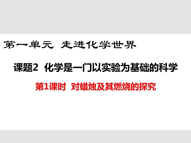 1.2 化学是一门以实验为基础的科学 第1课时　对蜡烛及其燃烧的探究-人教版九年级上册化学课件(共16张PPT)第1页