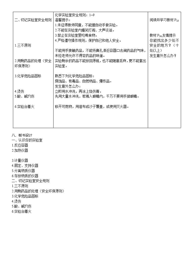 鲁教版九年级化学上册：第一单元 到实验室去：化学实验基本技能训练（一）-教案第2页