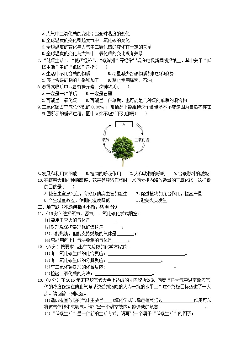 2021年初中化学人教版 九年级上册 第六单元 课题3二氧化碳和一氧化碳（第1课时） 习题02