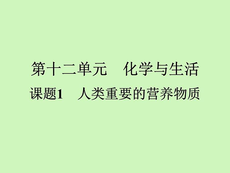 第十二单元第一节人类重要的营养物质强化训练课件九年级化学人教版下册01