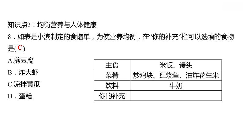 第十二单元课题1人类重要的营养物质课件九年级化学人教版下册第8页