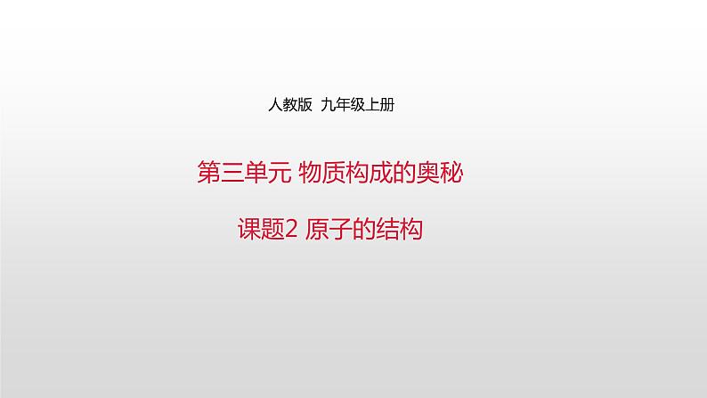 人教版九年级化学上册第三单元课题2 原子的结构（课件）第1页