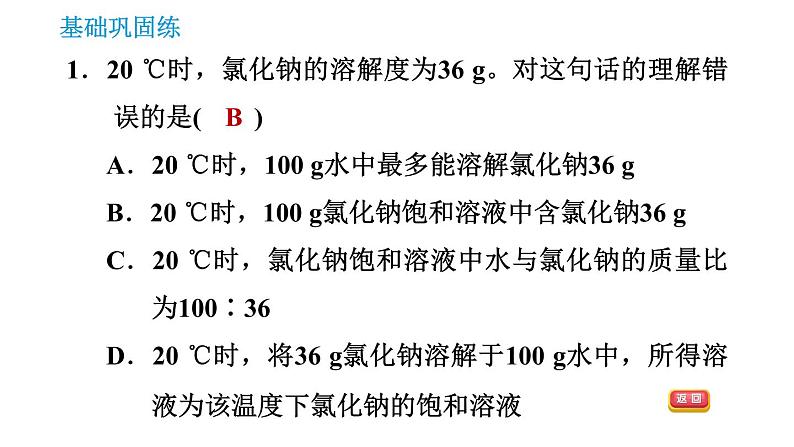 人教版九年级上册化学 第9单元 9.2.2 溶解度 课件03