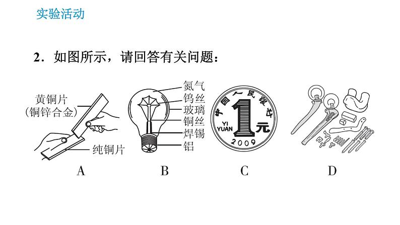 人教版九年级上册化学 第8单元 实验活动4 金属的物理性质和某些化学性质 课件04