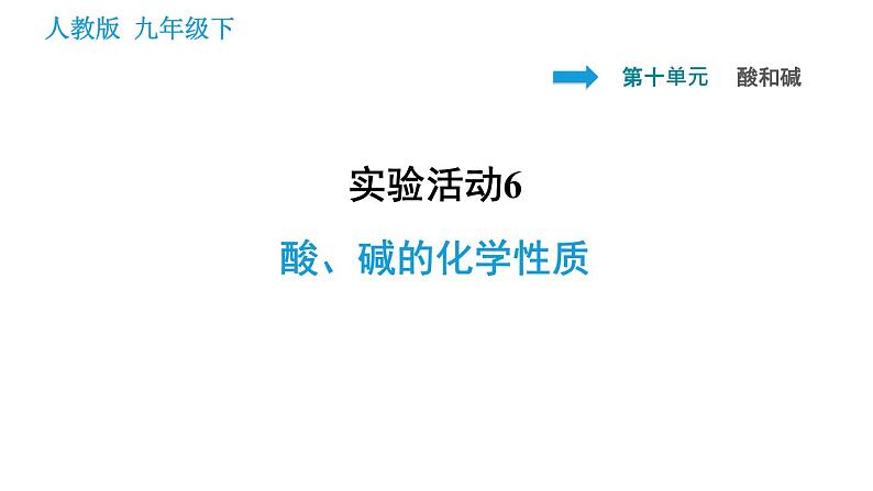 人教版九年级上册化学 第10单元 实验活动6 酸、碱的化学性质 课件01