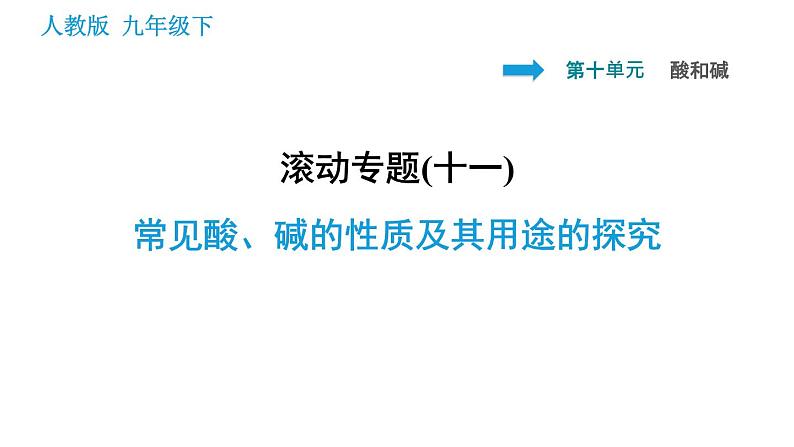 人教版九年级上册化学 第10单元 滚动专题(十一) 常见酸、碱的性质及其用途的探究 课件第1页