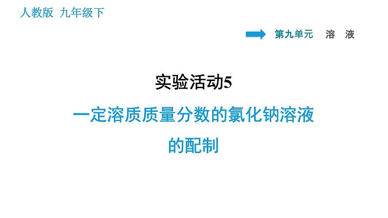 人教版九年级上册化学 第9单元 实验活动5 一定溶质质量分数的氯化钠溶液的配制 课件01