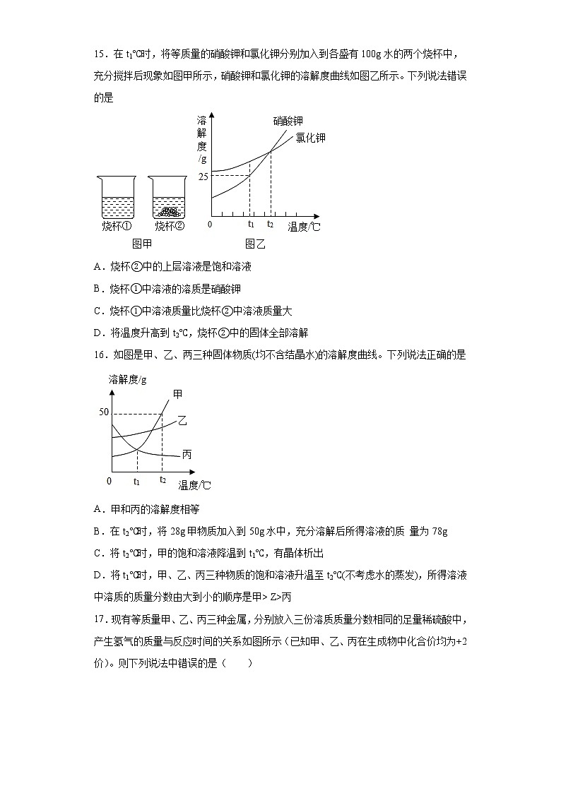 山东省枣庄市峄城区2020-2021学年九年级下学期期中化学试题（word版 含答案）03