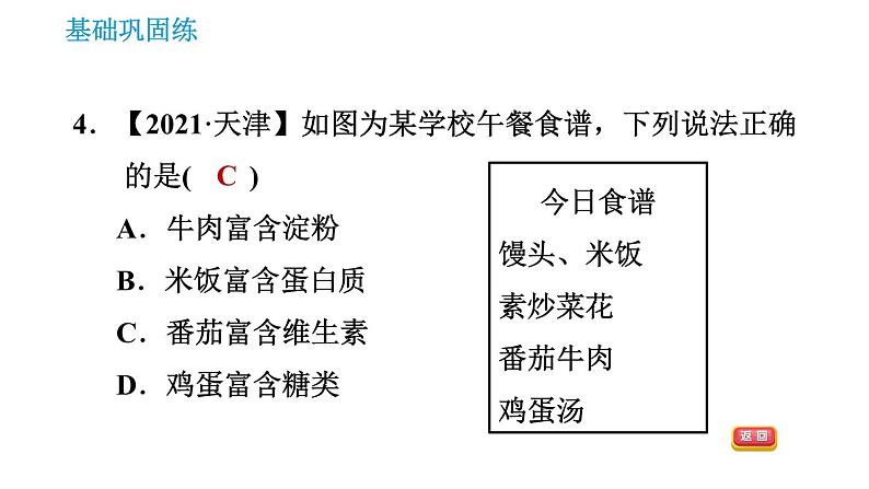 沪教版九年级下册化学 第8章 8.3 蛋白质 维生素 习题课件06