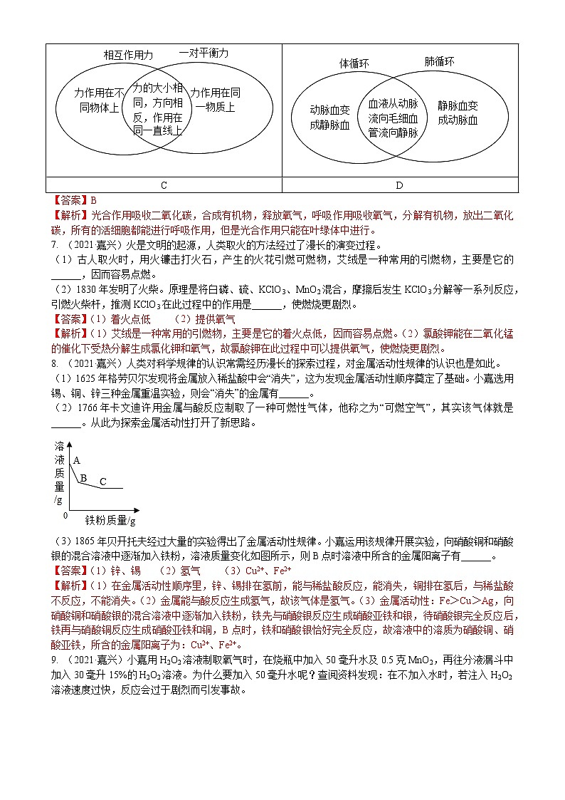 2021浙江省嘉兴市中考化学真题解析03