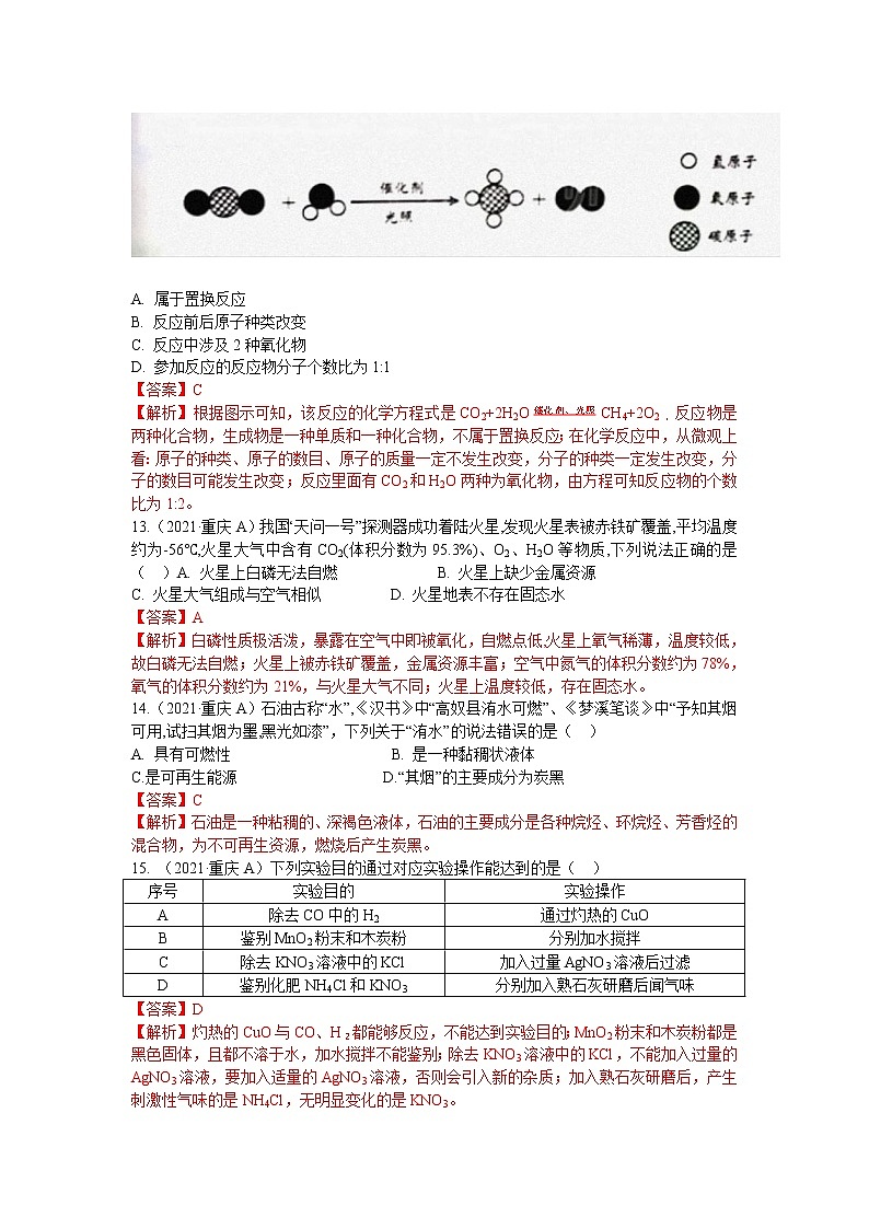 2021重庆市中考化学真题A卷解析03