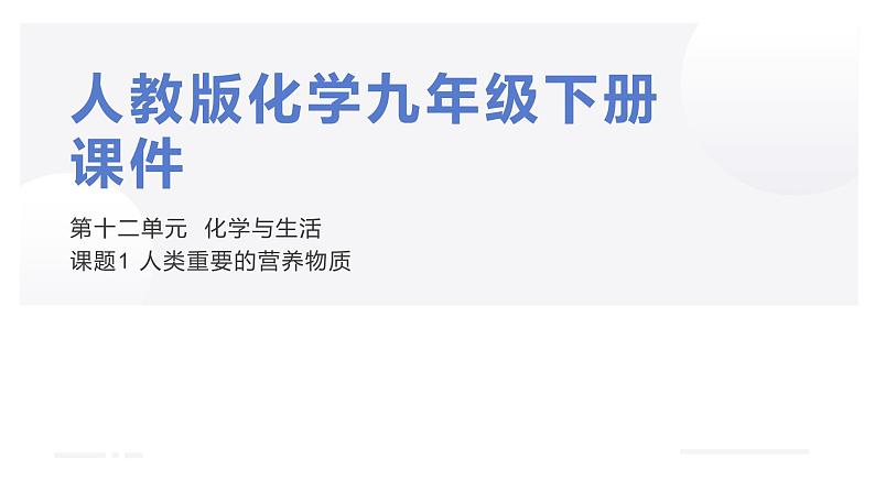 人教版九年级化学下册：第十二单元 课题1 人类重要的营养物质（1）课件PPT01