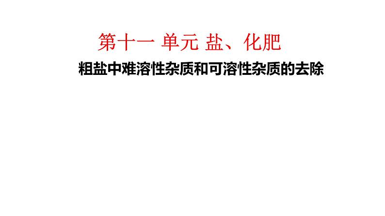 人教版九年级化学下册：第十一单元 实验8 粗盐中难溶性杂质的去除-课件01