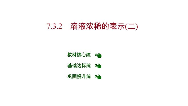 第七章 7.3.2溶液浓稀的表示（二） 习题课件 2021-2022学年科粤版化学九年级第1页