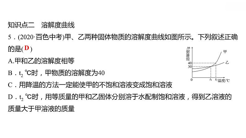 第七章 7.2.2物质溶解的量（二） 习题课件 2021-2022学年科粤版化学九年级07