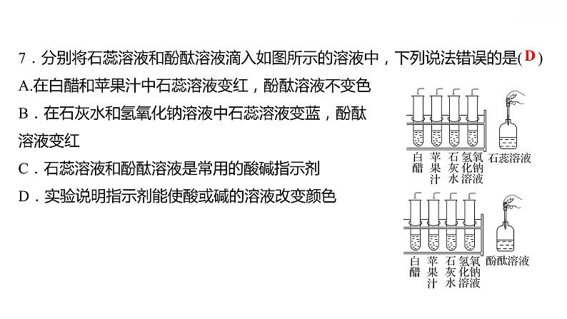 第八章 8.1溶液的酸碱性 习题课件 2021-2022学年科粤版化学九年级06