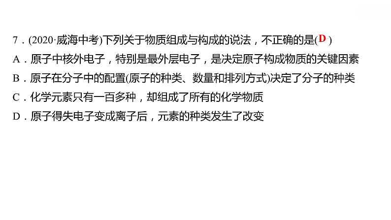 专项训练1 物质的组成与构成 习题课件 2021-2022学年科粤版化学九年级第6页