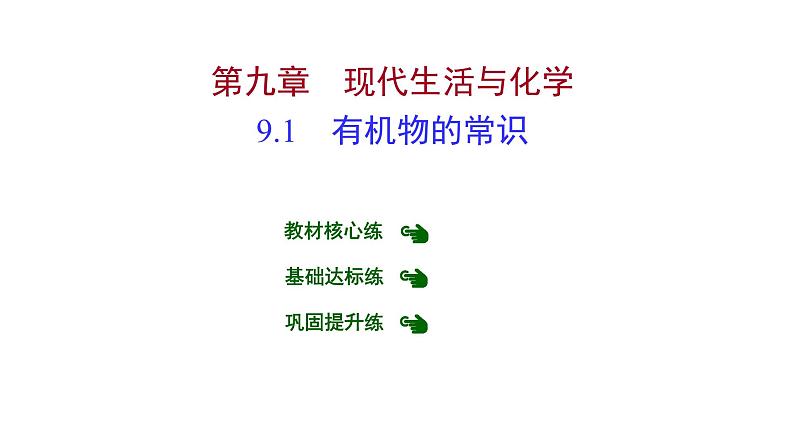 第九章 9.1有机物的常识 习题课件 2021-2022学年科粤版化学九年级第1页