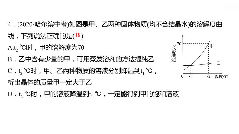 专项训练5 溶解度曲线及其应用 习题课件 2021-2022学年科粤版化学九年级05