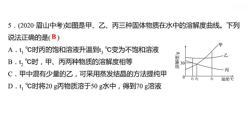 专项训练5 溶解度曲线及其应用 习题课件 2021-2022学年科粤版化学九年级06