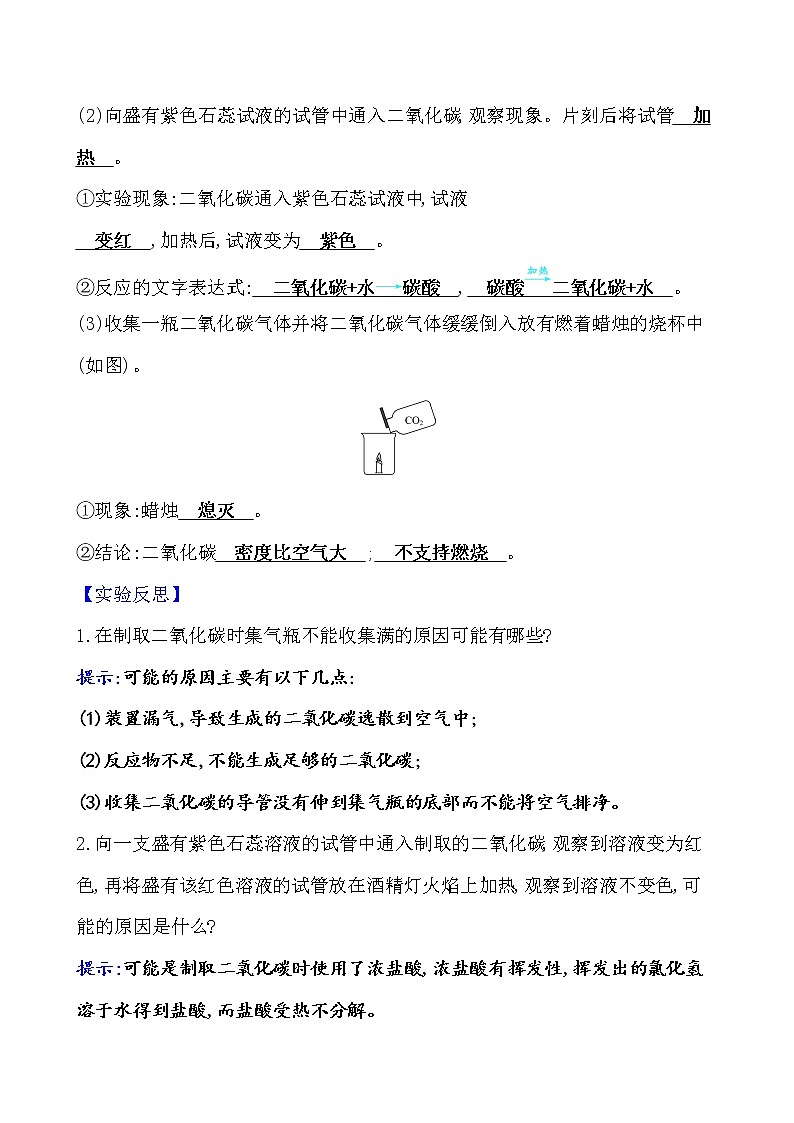 基础实验2 二氧化碳的制取与性质 学案 2021-2022沪教版化学九年级上册03