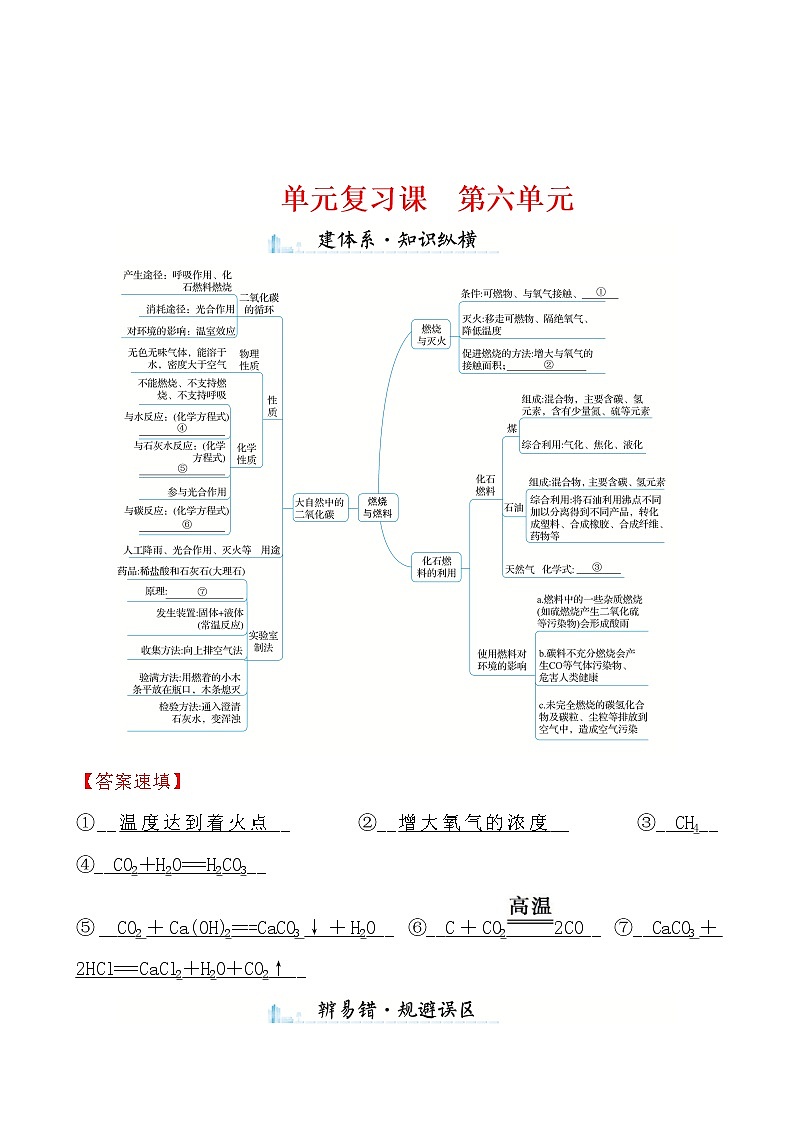 单元复习课 第六单元 导学案 2021-2022鲁教版化学九年级上册01