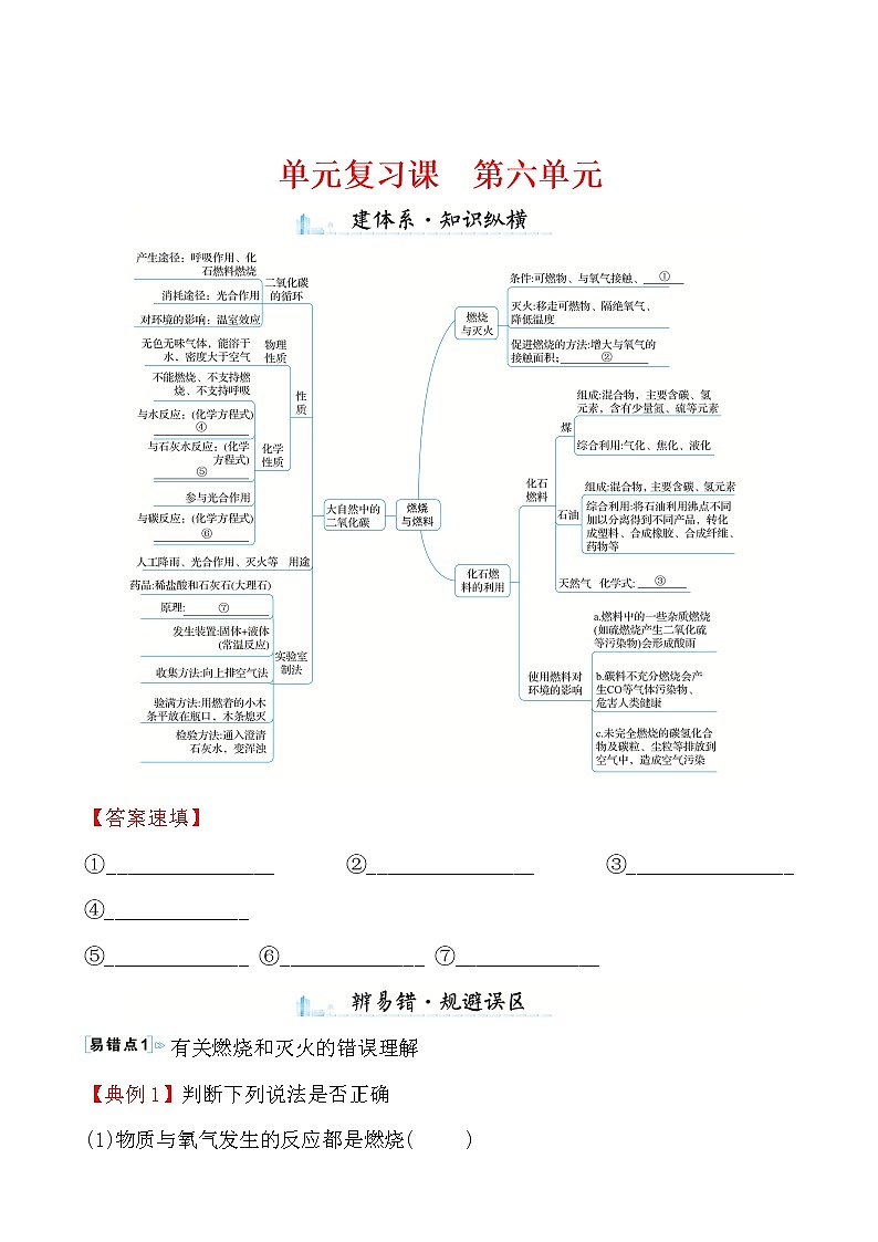 单元复习课 第六单元 导学案 2021-2022鲁教版化学九年级上册01