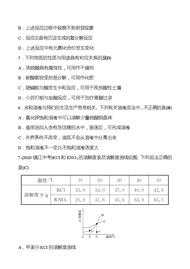 阶段综合检测A(第6~7章) 同步练习 2021-2022学年沪教版化学 九年级（教师版）第2页