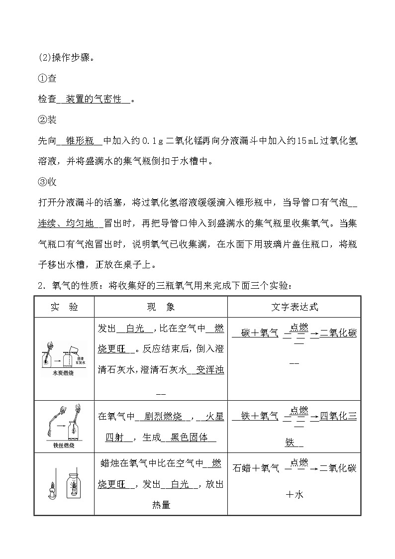 到实验室去：氧气的实验室制取与性质 导学案 2021-2022鲁教版化学九年级上册02