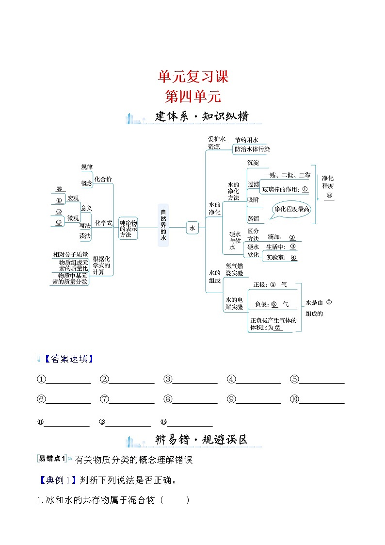 单元复习课 第四单元导学案 2021-2022人教版化学九年级上册01