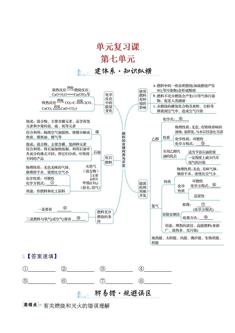 单元复习课 第七单元导学案 2021-2022人教版化学九年级上册01