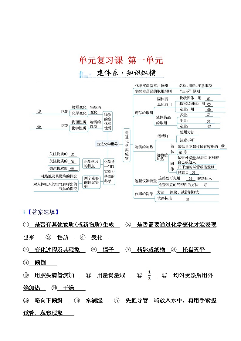 单元复习课 第一单元导学案 2021-2022人教版化学九年级上册01