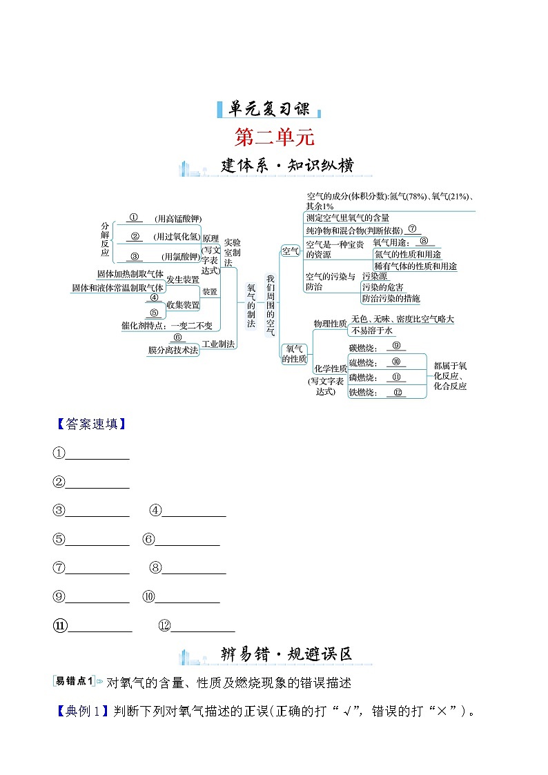 单元复习课 第二单元导学案 2021-2022人教版化学九年级上册01