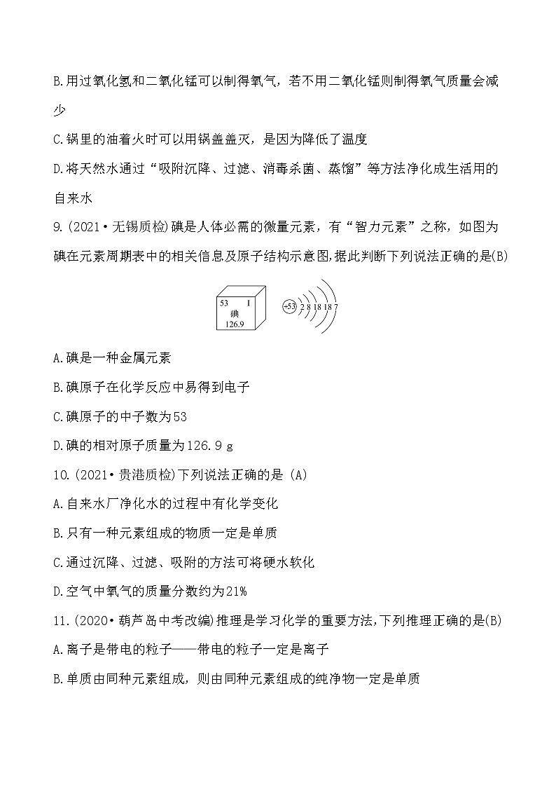 期末素养评估卷 试卷 2021-2022人教版化学九年级上册(教师版）第3页