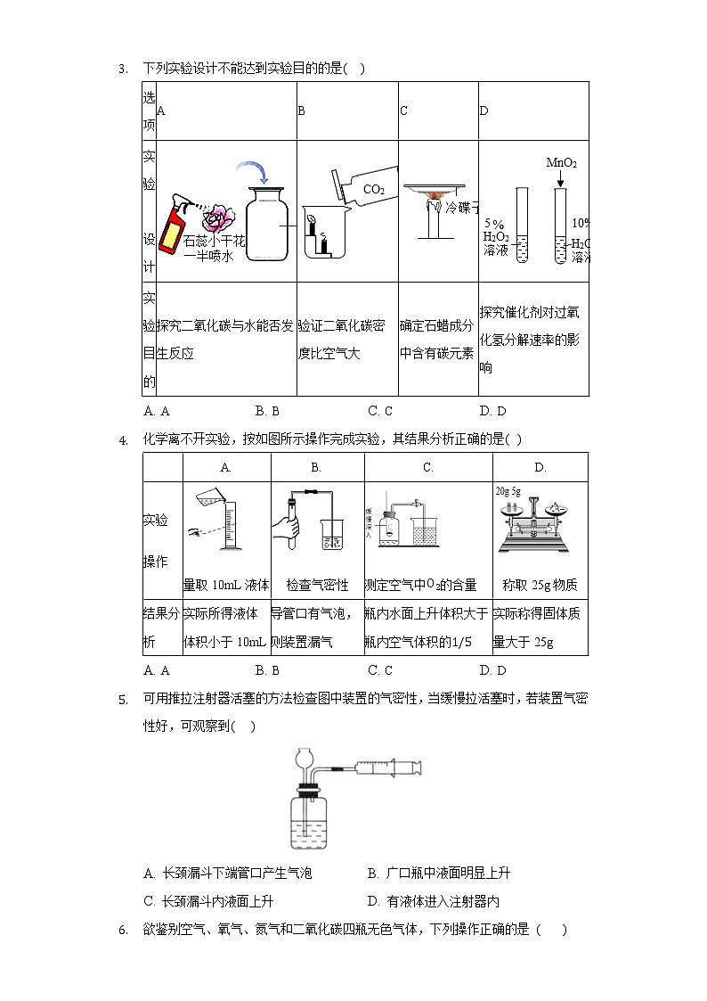 6.4 到实验室去：二氧化碳的实验室制取与性质 同步练习  鲁教版初中化学九年级上册第2页