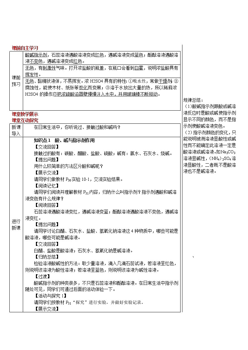 第1课时 酸碱指示剂和常见的酸（导学案）第2页
