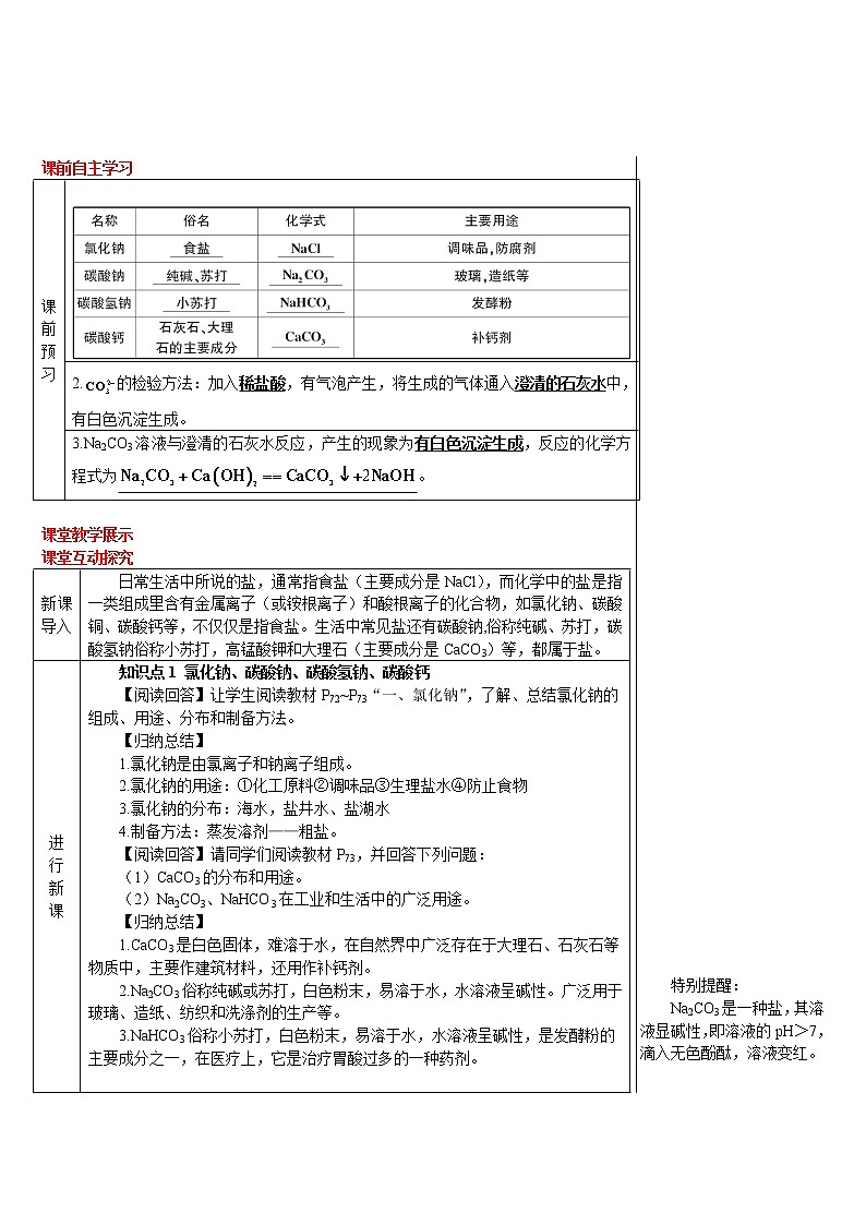 第1课时 几种常见的盐（导学案）第2页