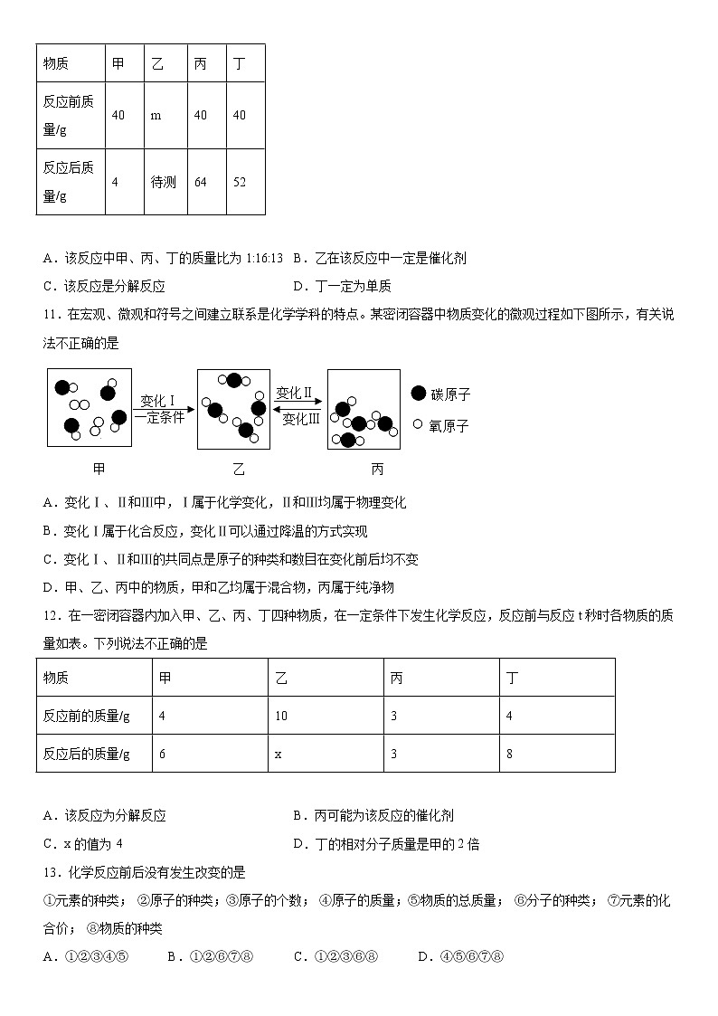 第五单元化学方程式（1）2020-2021学年人教版化学九年级练习题第3页