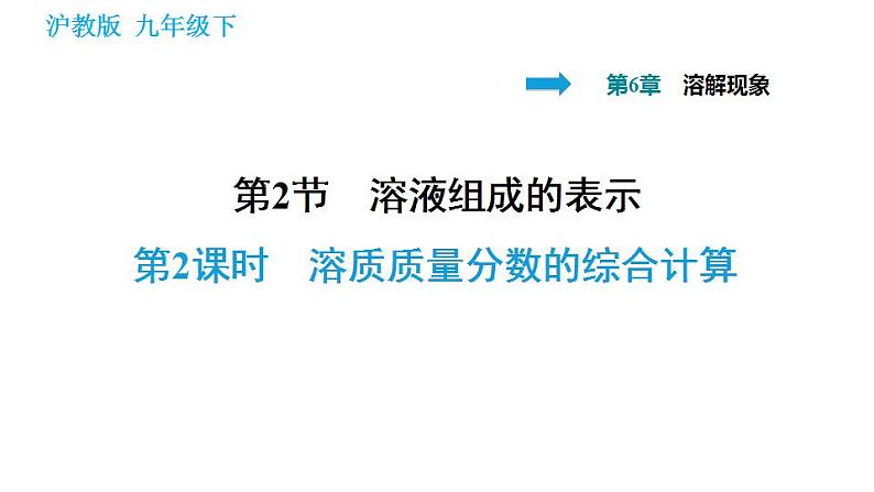 沪教版九年级化学 第6章 6.2.2 溶质质量分数的综合计算 习题课件01