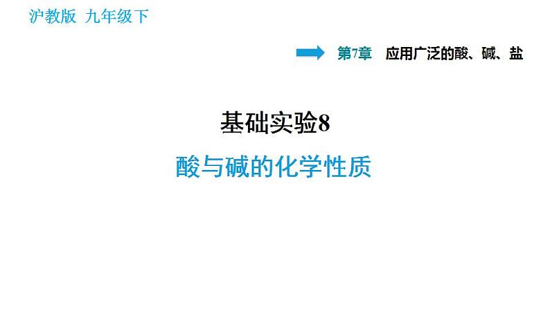 沪教版九年级化学 第7章 基础实验8 酸与碱的化学性质 习题课件第1页