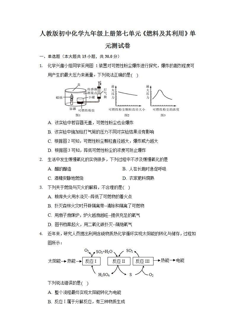 人教版初中化学九年级上册第七单元《燃料及其利用》单元测试卷01