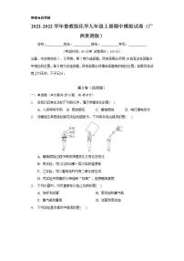 2021-2022学年鲁教版化学九年级上册 期中模拟试卷（广西版贵港版）