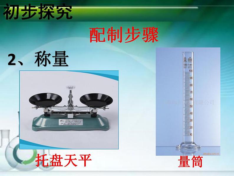 鲁教版九年级化学上册 第3单元 到实验室去：配制一定溶质质量分数的溶液课件PPT06