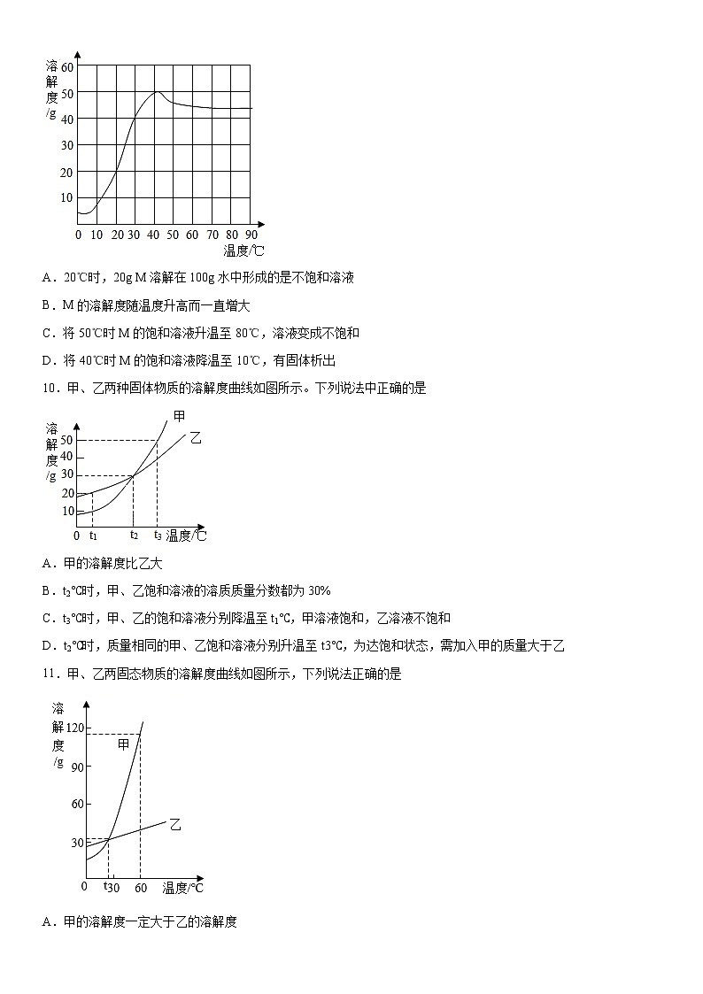 第三单元溶液练习2020-2021学年鲁教版化学九年级上册02