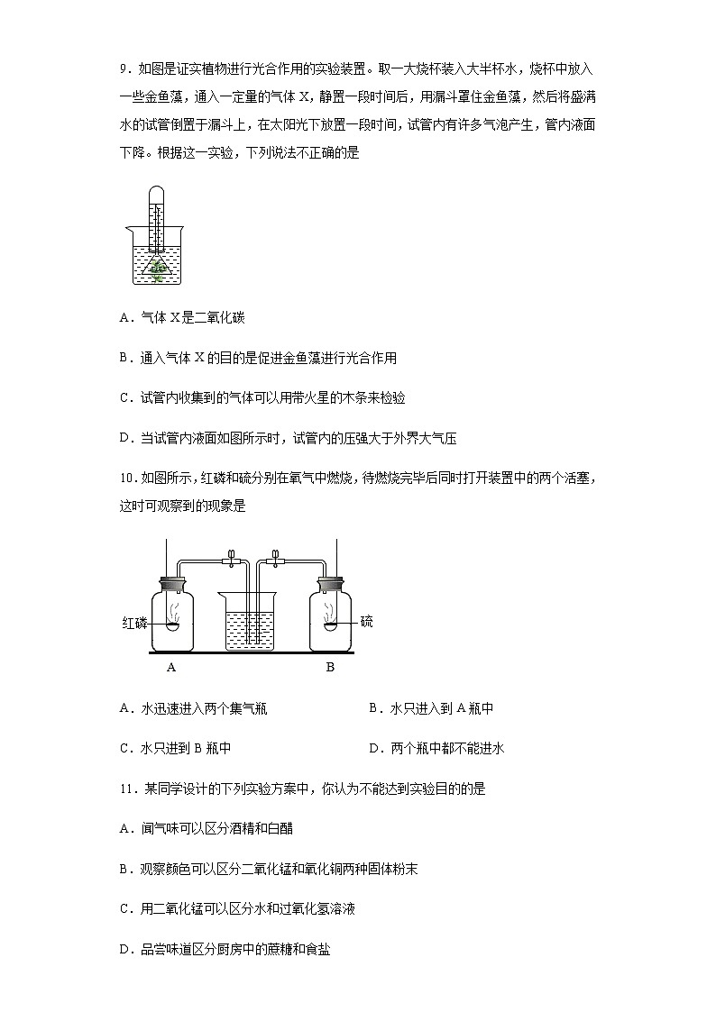 期中复习基础过关--2021-2022学年九年级化学沪教版（全国）上册第3页