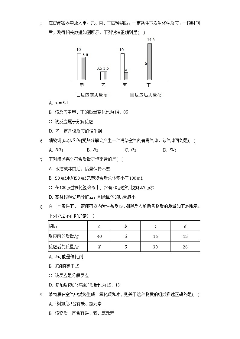 5.1质量守恒定律    同步练习   人教版初中化学九年级上册02